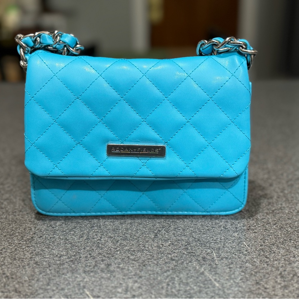 Rodan and Fields Blue Quilted Chain Shoulder Bag